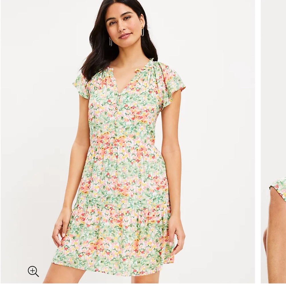 Loft - buttercup floral tiered swing dress